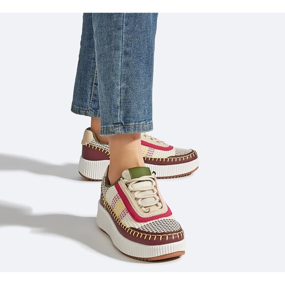 Lucky Step Women's Wine Platform Sneakers Rhinestone Fashion Chunky Shoes - Picture 7 of 9